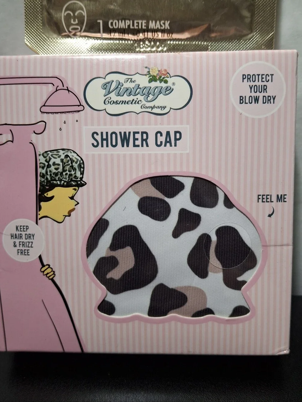 Shower Cap MasqueBAR Gold Foil Peel-Off Mask & Jade Facial Roller Set